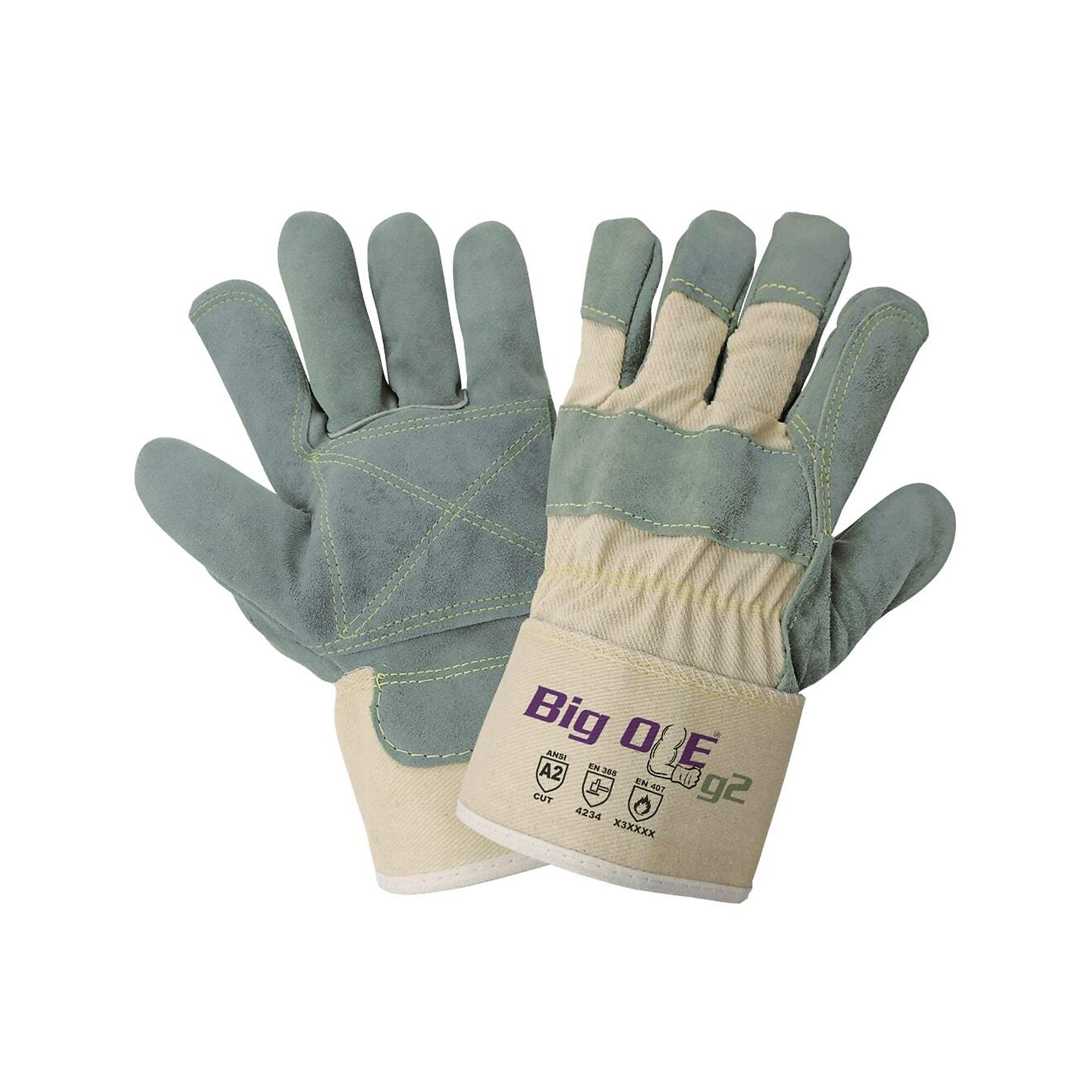 Global Glove Premium Cowhide Leather Double Palm Gloves - 12 Pairs